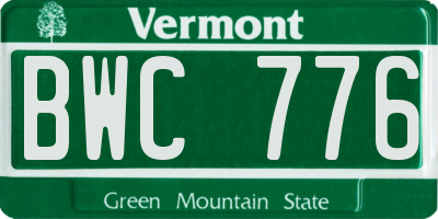 VT license plate BWC776