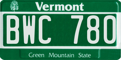 VT license plate BWC780