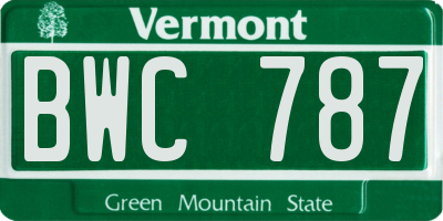 VT license plate BWC787