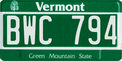 VT license plate BWC794