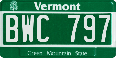 VT license plate BWC797
