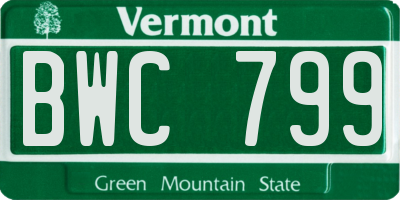 VT license plate BWC799