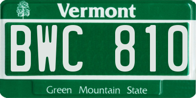 VT license plate BWC810