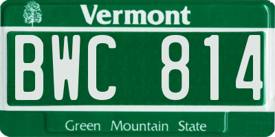 VT license plate BWC814