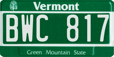 VT license plate BWC817