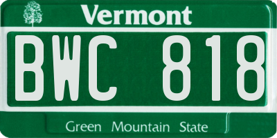 VT license plate BWC818
