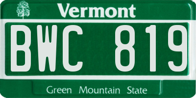 VT license plate BWC819