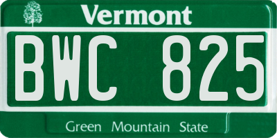 VT license plate BWC825