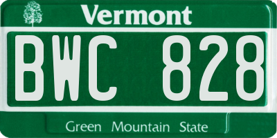 VT license plate BWC828