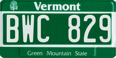 VT license plate BWC829