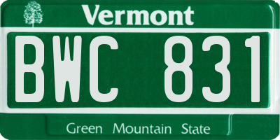 VT license plate BWC831