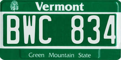 VT license plate BWC834