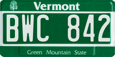 VT license plate BWC842