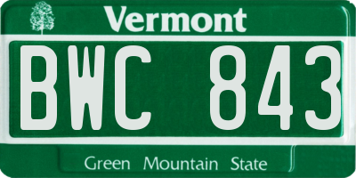 VT license plate BWC843