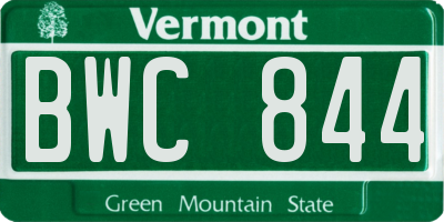 VT license plate BWC844