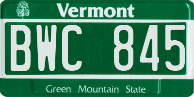 VT license plate BWC845