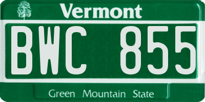 VT license plate BWC855