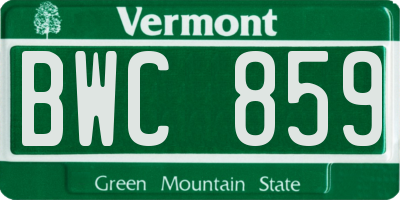 VT license plate BWC859