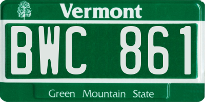 VT license plate BWC861