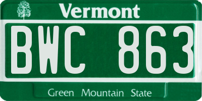 VT license plate BWC863