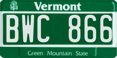 VT license plate BWC866