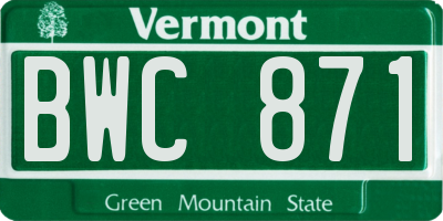 VT license plate BWC871
