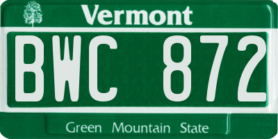 VT license plate BWC872