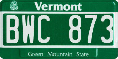 VT license plate BWC873