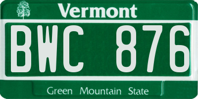 VT license plate BWC876