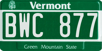 VT license plate BWC877
