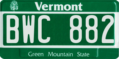 VT license plate BWC882