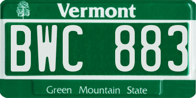 VT license plate BWC883