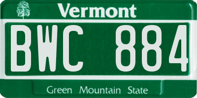 VT license plate BWC884