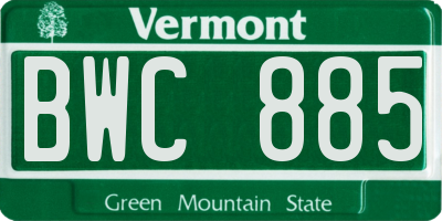 VT license plate BWC885