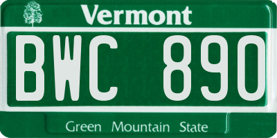 VT license plate BWC890