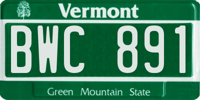 VT license plate BWC891