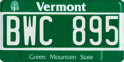 VT license plate BWC895