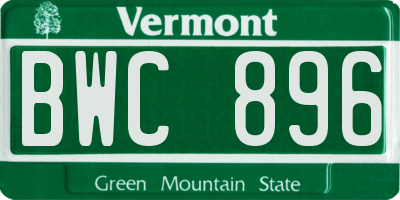 VT license plate BWC896