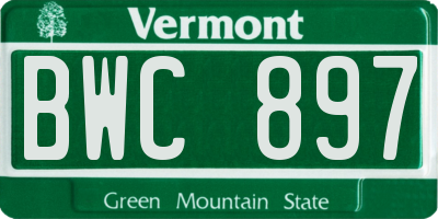 VT license plate BWC897