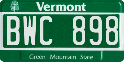 VT license plate BWC898