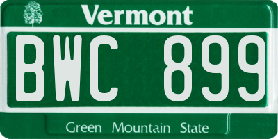 VT license plate BWC899