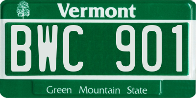 VT license plate BWC901