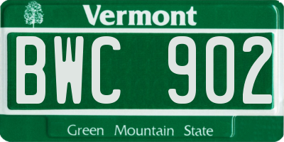 VT license plate BWC902