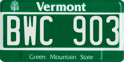 VT license plate BWC903