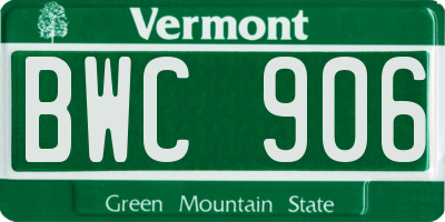 VT license plate BWC906