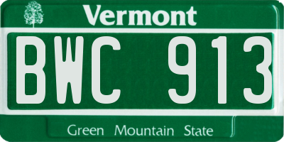 VT license plate BWC913