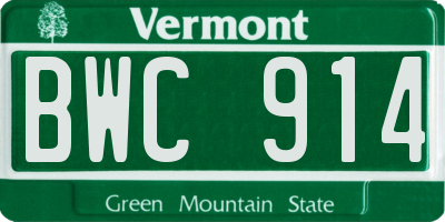 VT license plate BWC914