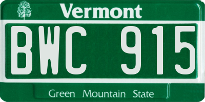 VT license plate BWC915