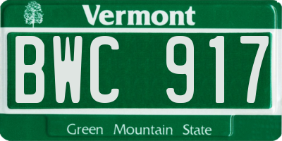 VT license plate BWC917