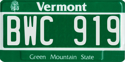 VT license plate BWC919